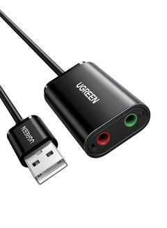 USB Audio Adapter External Stereo Sound Card With 3.5mm Headphone And Microphone Jack Black