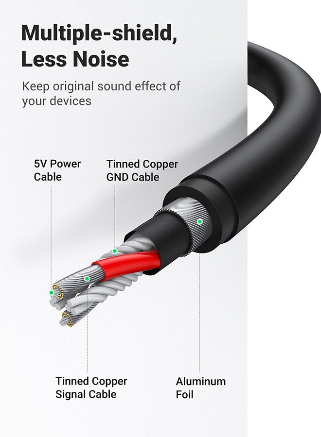 Ugreen - USB Audio Adapter External Stereo Sound Card With 3.5mm Headphone And Microphone Jack Black - Image 1