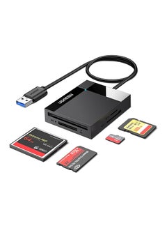 SD Card Reader USB 3.0 Read 4 Cards Simultaneously CF CFI TF SDXC SDHC SD MMC Micro SDXC Micro SD Micro SDHC MS UHS-I for Windows Mac Linux Black