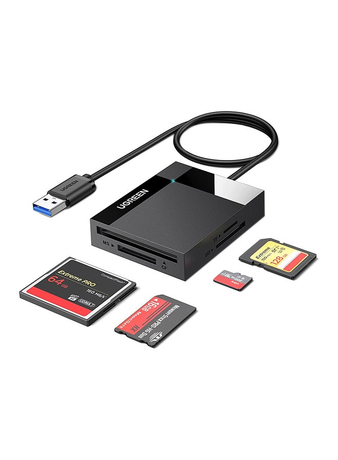 Ugreen - SD Card Reader USB 3.0 Read 4 Cards Simultaneously CF CFI TF SDXC SDHC SD MMC Micro SDXC Micro SD Micro SDHC MS UHS-I for Windows Mac Linux Black - Image 1