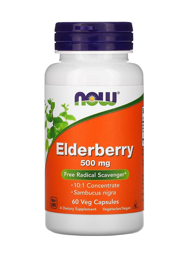 Now Foods Elderberry 500 mg Dietary Supplement - 60 Veg Capsules - Image 1