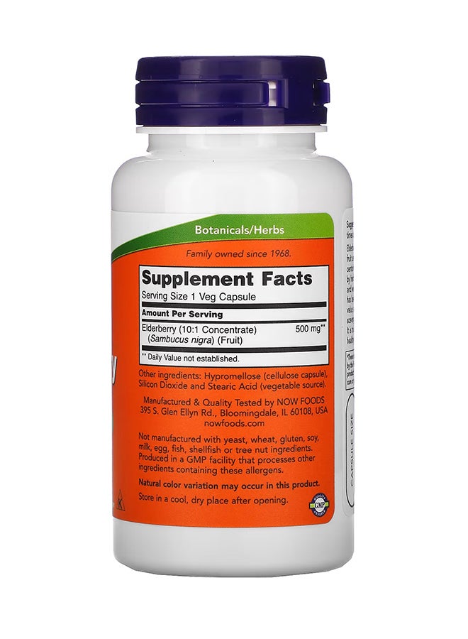 Now Foods Elderberry 500 mg Dietary Supplement - 60 Veg Capsules - Image 2