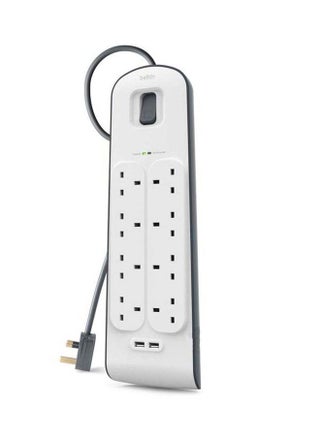 8 Way 8 Plug 2M Cord Power Extension   Home Charger Electrical Extension Socket With 2 X 2.4 A Shared USB Ports   White White - v1667311898/N14751114A_1