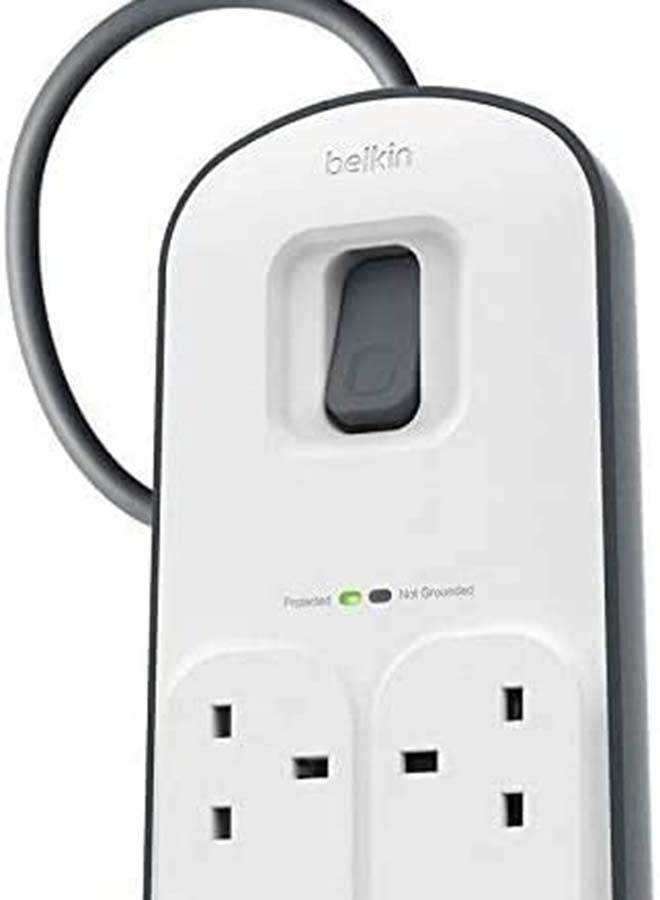 belkin 8 Way 8 Plug 2M Cord Power Extension   Home Charger Electrical Extension Socket With 2 X 2.4 A Shared USB Ports   White White  - Image 5