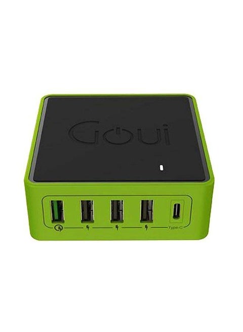 Kimba Light Powerful Desktop 5-Port Charger Black/Green