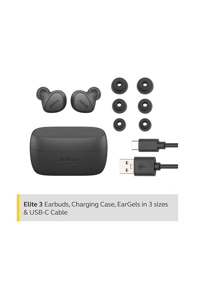 Jabra - Elite 3 In Ear Wireless Bluetooth Earbuds - Noise Isolating True Wireless Buds With 4 Built-in Microphones For Clear Calls, Rich Bass, Customizable Sound, And Mono Mode Dark Grey - Image 1