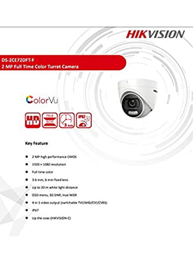 HIKVISION 2 Mp Colorvu Indoor Fixed Turret Camera High Quality Imaging 1080Hd  - Image 2