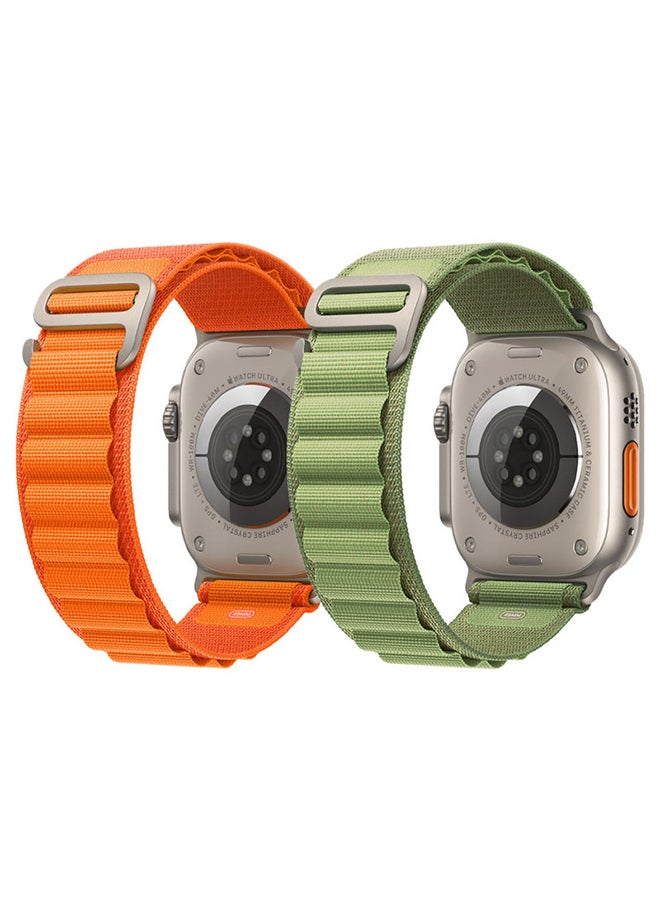 MARGOUN - 2Pack for Apple Watch Alpine Loop Band 49mm/45mm/44mm Nylon Woven Sport Strap Compatible with iWatch Series 8/Ultra/7/SE/6/5/4/3/2/4 Green/Orange - Image 1
