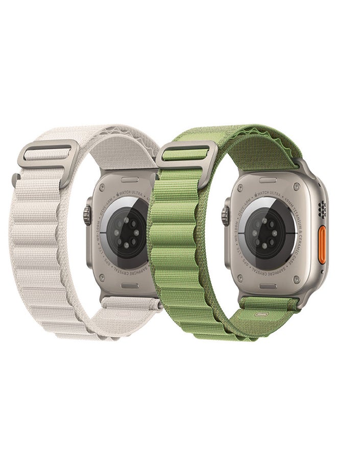 MARGOUN - 2Pack for Apple Watch Alpine Loop Band 49mm/45mm/44mm Nylon Woven Sport Strap Compatible with iWatch Series 8/Ultra/7/SE/6/5/4/3/2/5 White/Green - Image 1