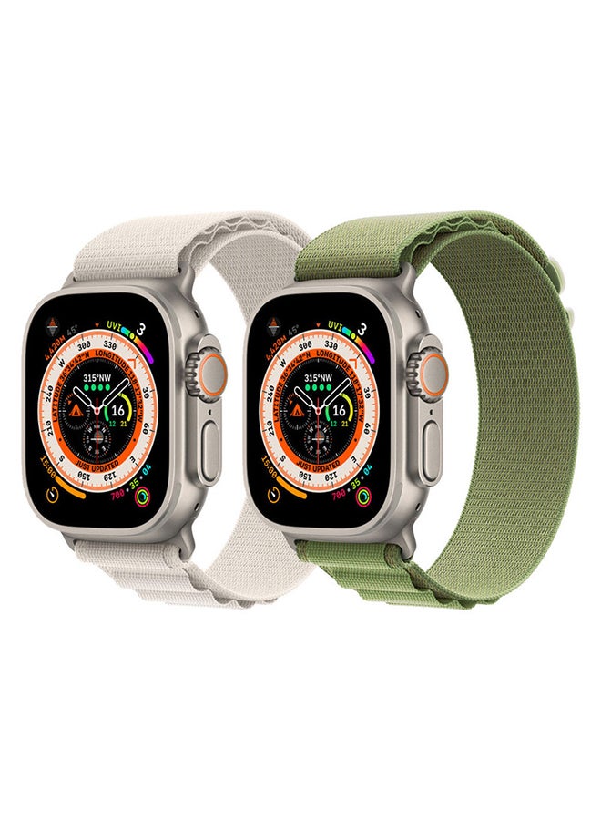 MARGOUN - 2Pack for Apple Watch Alpine Loop Band 49mm/45mm/44mm Nylon Woven Sport Strap Compatible with iWatch Series 8/Ultra/7/SE/6/5/4/3/2/5 White/Green - Image 1