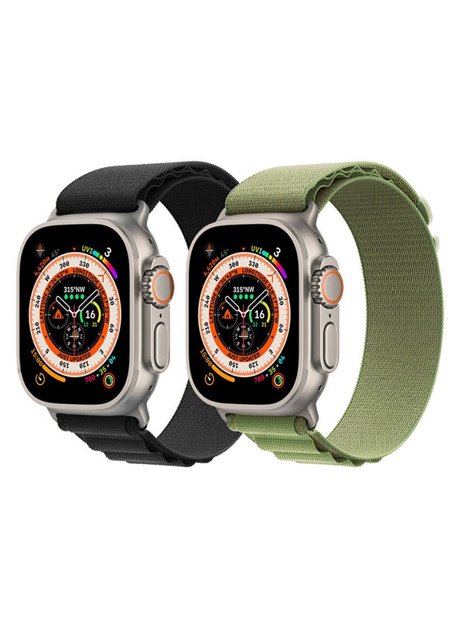 MARGOUN - 2Pack for Apple Watch Alpine Loop Band 49mm/45mm/44mm Nylon Woven Sport Strap Compatible with iWatch Series 8/Ultra/7/SE/6/5/4/3/2/2 Black/Green - Image 1