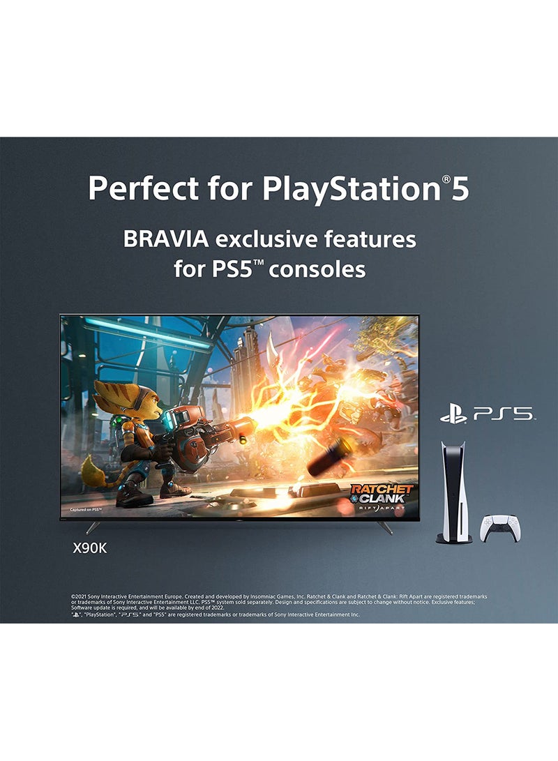 75 Inch 4K UHD HDR Full Array LED BRAVIA Core With Smart Google TV HDMI 2.1 And Exclusive Features For The PlayStation 5 2022 Model XR-75X90K Black