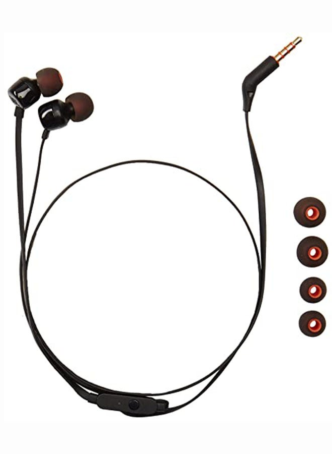 JBL - Tune 110 Wired In-Ear Headphones - Deep Pure Bass - 1-Button Remote - Tangle Free Cable - Ultra Comfort Fit Black - Image 1