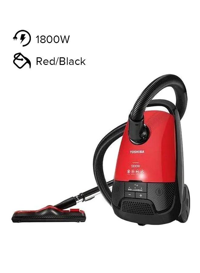 توشيبا - مكنسة كهربائية 1 فلتر هيبا 1800 W VC-EA1800SE أحمر وأسود - Image 1