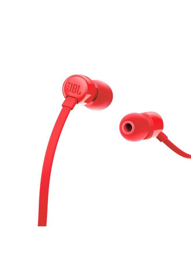 JBL - Tune 110 Wired In-Ear Headphones - Deep Pure Bass - 1-Button Remote - Tangle Free Cable - Ultra Comfort Fit Red - Image 1