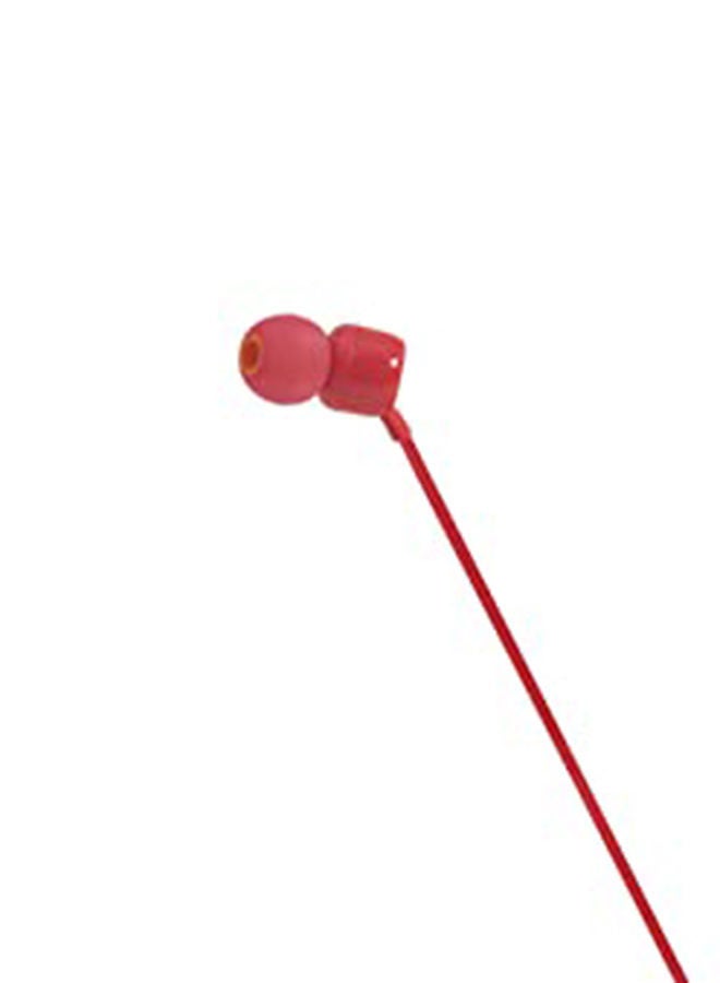 JBL - Tune 110 Wired In-Ear Headphones - Deep Pure Bass - 1-Button Remote - Tangle Free Cable - Ultra Comfort Fit Red - Image 1
