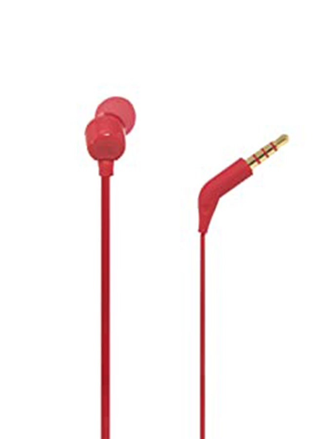 JBL - Tune 110 Wired In-Ear Headphones - Deep Pure Bass - 1-Button Remote - Tangle Free Cable - Ultra Comfort Fit Red - Image 1