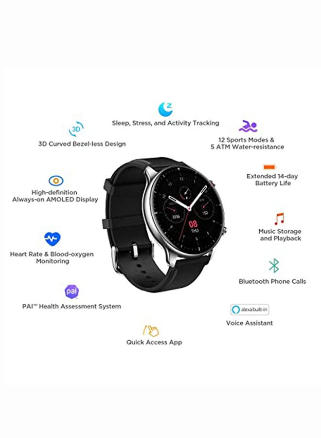 Amazfit - 471.0 mAh GTR 2 Smartwatch with 3D Curved Bezel-less Design Classic Edition Obsidian Black - Image 1