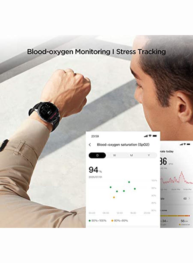 Amazfit - 471.0 mAh GTR 2 Smartwatch with 3D Curved Bezel-less Design Classic Edition Obsidian Black - Image 1