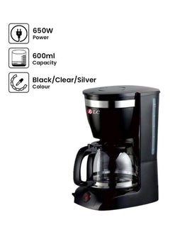 دي إل سي  ماكينة صنع قهوة كهربائية مزودة بمرشح للسوائل 600.0 ml 650.0 W 830 أسود\ساطع\فضي  - Image 1