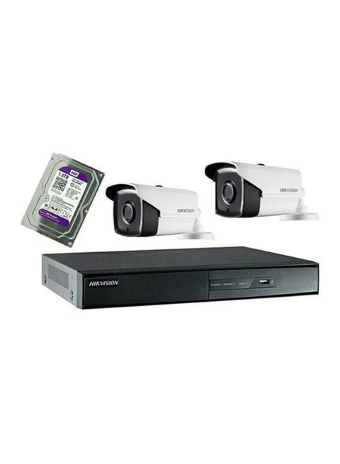 2-Piece Bullet Surveillance Camera With DVR And Hard Drive Set