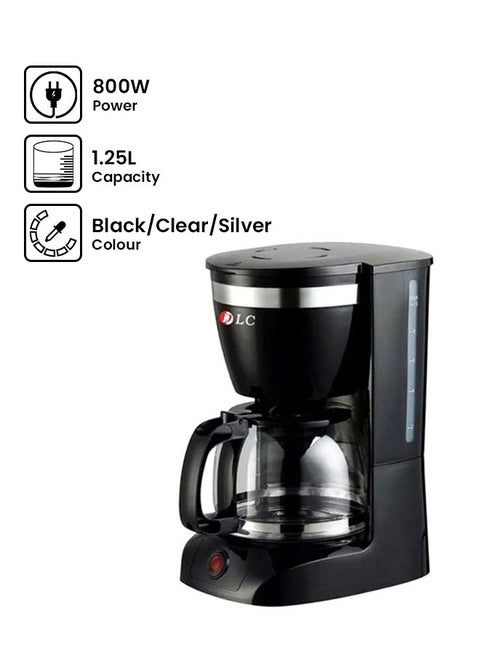 ماكينة صنع القهوة بفلتر للسوائل 1.25 L 800.0 W DLC-CM7302 أسود\ساطع\فضي