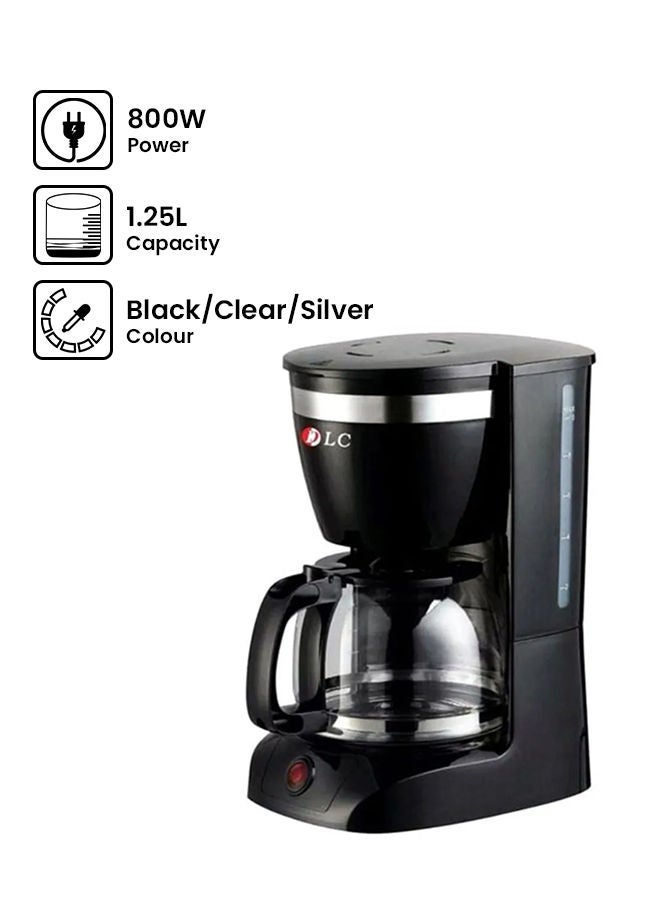 DLC Liquid Filter Coffee Machine 1.25 L 800.0 W DLC-CM7302 Black/Clear/Silver  - Image 1