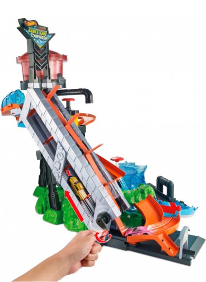 Hot Wheels - Color Shifters Ultimate Gator Car Wash Playset 15.24X66.04x43.12cm - Image 1