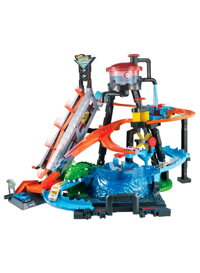 Hot Wheels - Color Shifters Ultimate Gator Car Wash Playset 15.24X66.04x43.12cm - Image 1