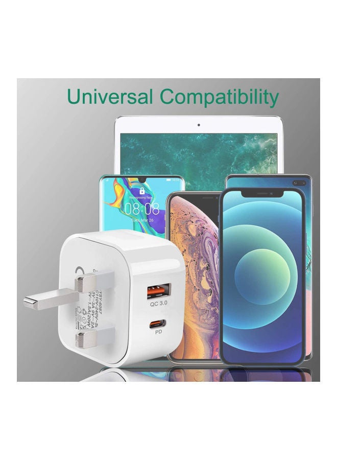 20W USB Type C PD 3.0 Power Adapter Wall Charge and Lead Charging with Phone Fast Charger USB C Plug and Cable 1M,  for iPhone 12/12 Pro/12 mini/12 Pro Max/11 Pro Max SE 2020 X XR XS 8 iPad White - v1667393820/N44086319A_6