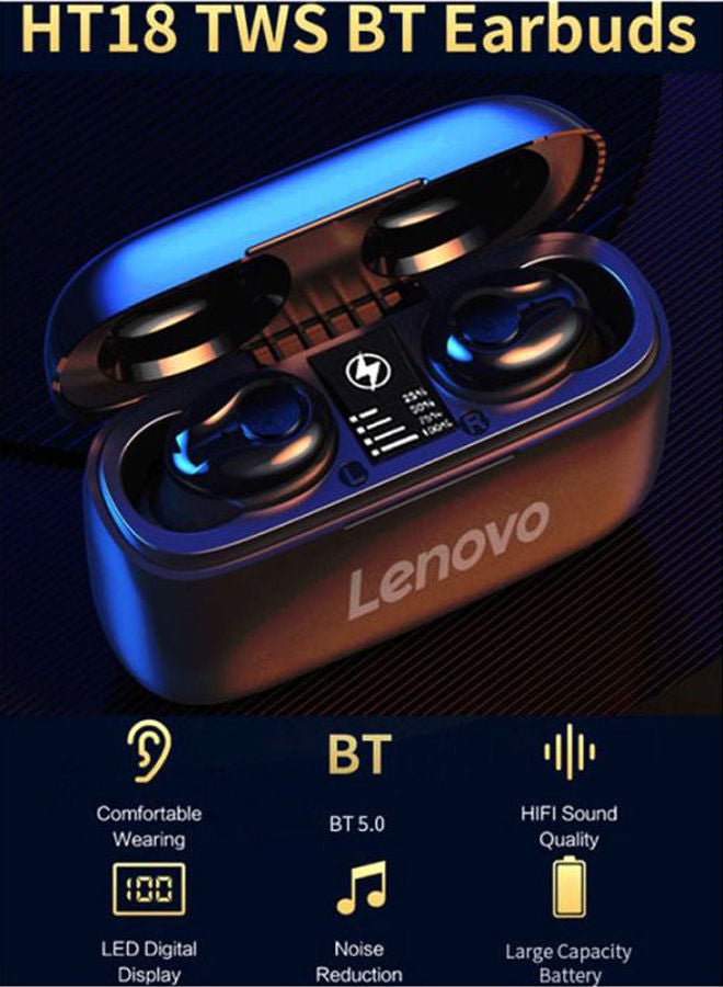 Lenovo - HT18 True Wireless Stereo Earbuds Black - Image 1