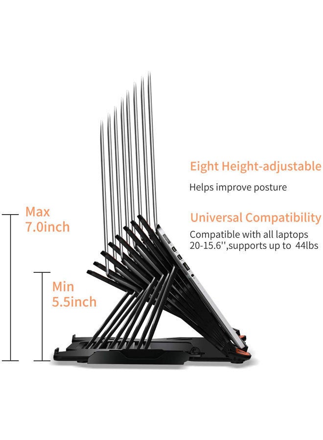 Adjustable Multi-Angle Stand For 10 to 17-inch Laptops Black 