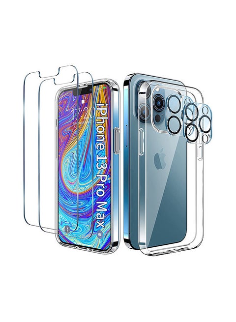 2 Tempered Glass Screen Protector and 2 Camera Lens Protector For iPhone 13 Pro Max 6.7 Inch Clear