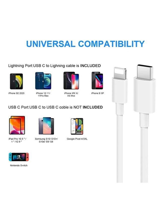 Wall Charger For iPhone ,Type-C Port , With Cable Type-C White