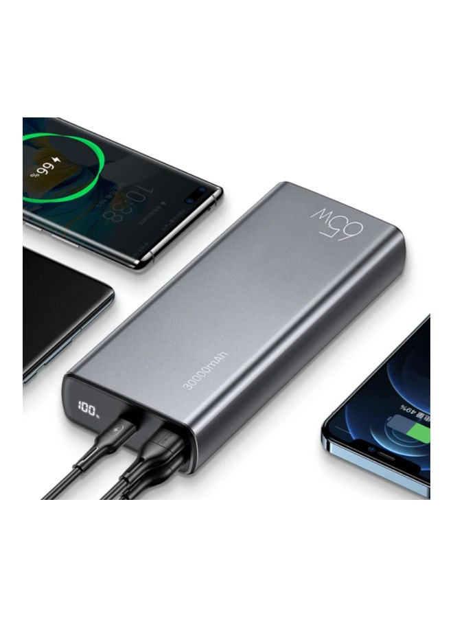 Usams - 30000.0 mAh PB59 Dual QC3.0+PD 65W Fast Charging Power Bank With Type-C Cable Black - Image 1