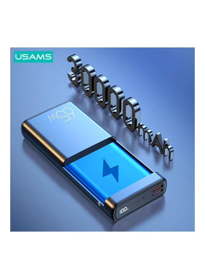 Usams - 30000.0 mAh PB59 Dual QC3.0+PD 65W Fast Charging Power Bank With Type-C Cable Black - Image 1