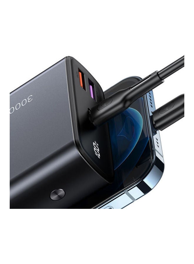 Usams - 30000.0 mAh PB59 Dual QC3.0+PD 65W Fast Charging Power Bank With Type-C Cable Black - Image 1