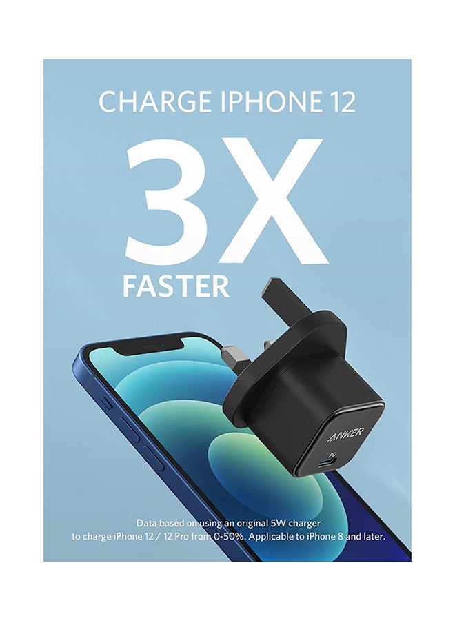 Anker - USB C Charger, 20W Fast Charger, PowerPort III 20W Cube Charger For iPhone 12/12 Mini/12 Pro/12 Pro Max/11, Galaxy, Pixel 4/3, iPad Pro And More Cable Not Included Black - Image 1