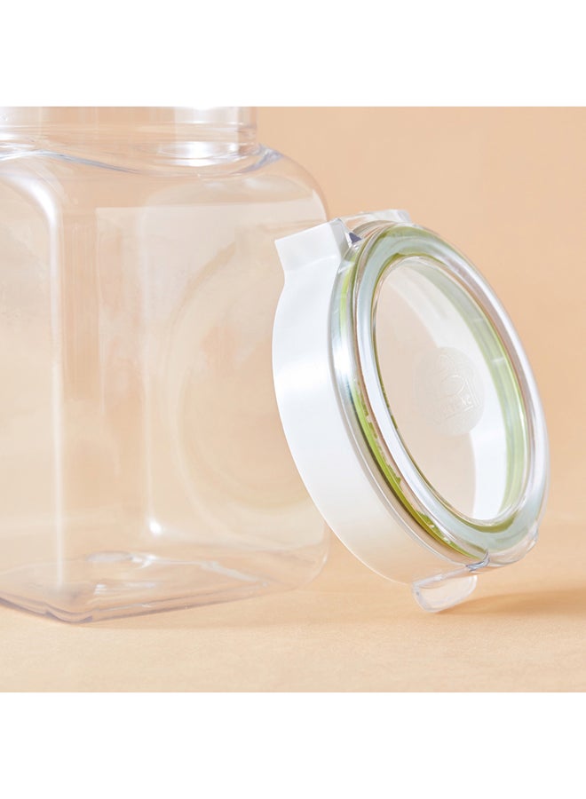 Home Box - Tik Tak Square Shaped Cookie Jar With Lid Clear/Silver - Image 1