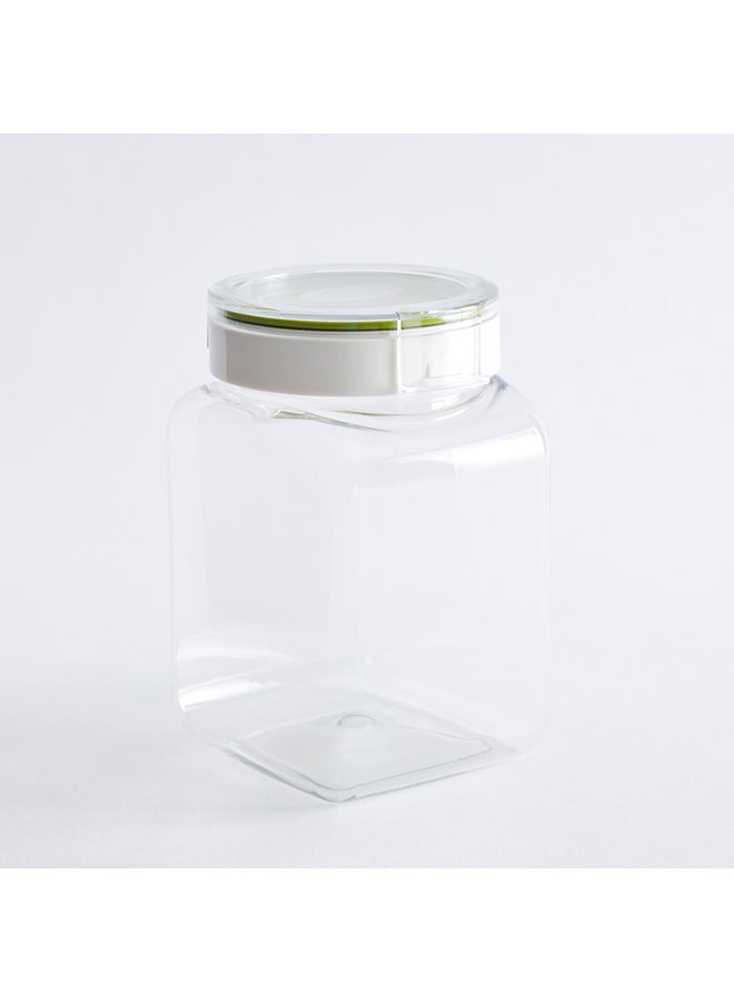 Home Box - Tik Tak Square Shaped Cookie Jar With Lid Clear/Silver - Image 1