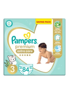 Pampers Premium EXTRA CARE Diapers, Size 3, Saving Pack, 84 Baby Diapers  - Image 2