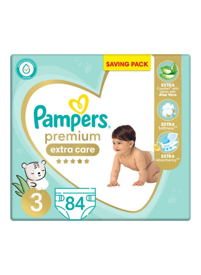 Pampers Premium EXTRA CARE Diapers, Size 3, Saving Pack, 84 Baby Diapers  - Image 2