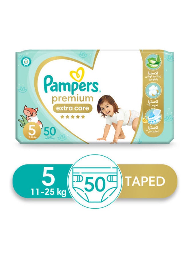 Pampers Premium EXTRA CARE Diapers, Size 5, 50 Baby Diapers  - Image 1