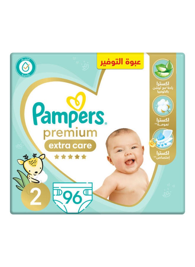 Pampers - Premium EXTRA CARE Diapers, Size 2, Saving Pack, 96 Baby Diapers - Image 1