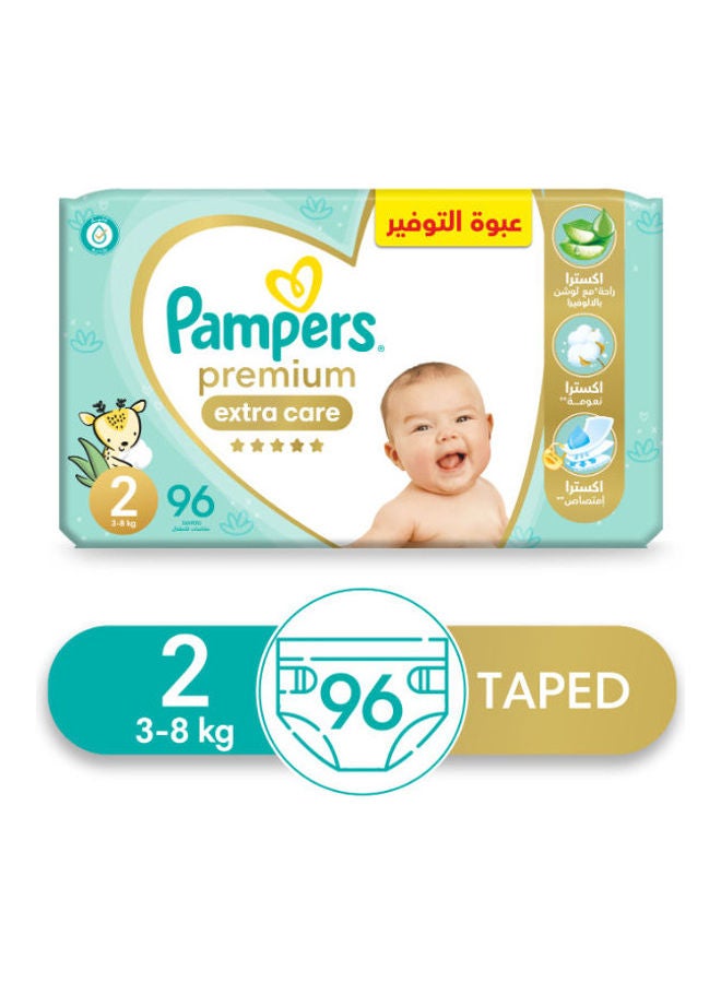 Pampers - Premium EXTRA CARE Diapers, Size 2, Saving Pack, 96 Baby Diapers - Image 1