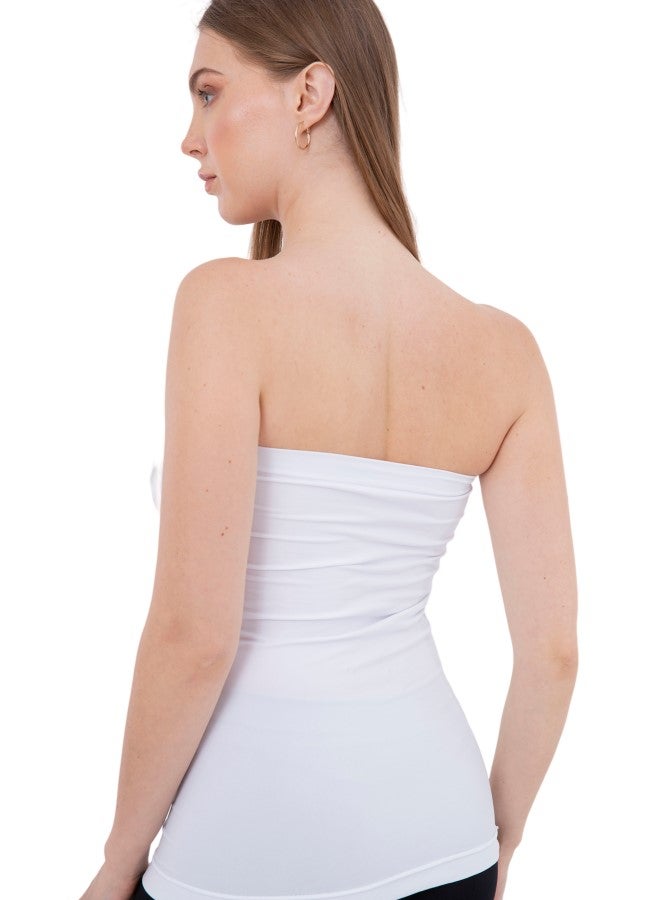 Carina Seamless Strapless Tank Top White  - Image 4