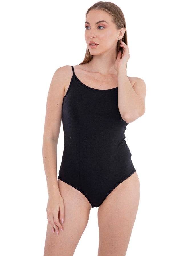كارينا Cotton Plain Bodysuit Black - Image 1