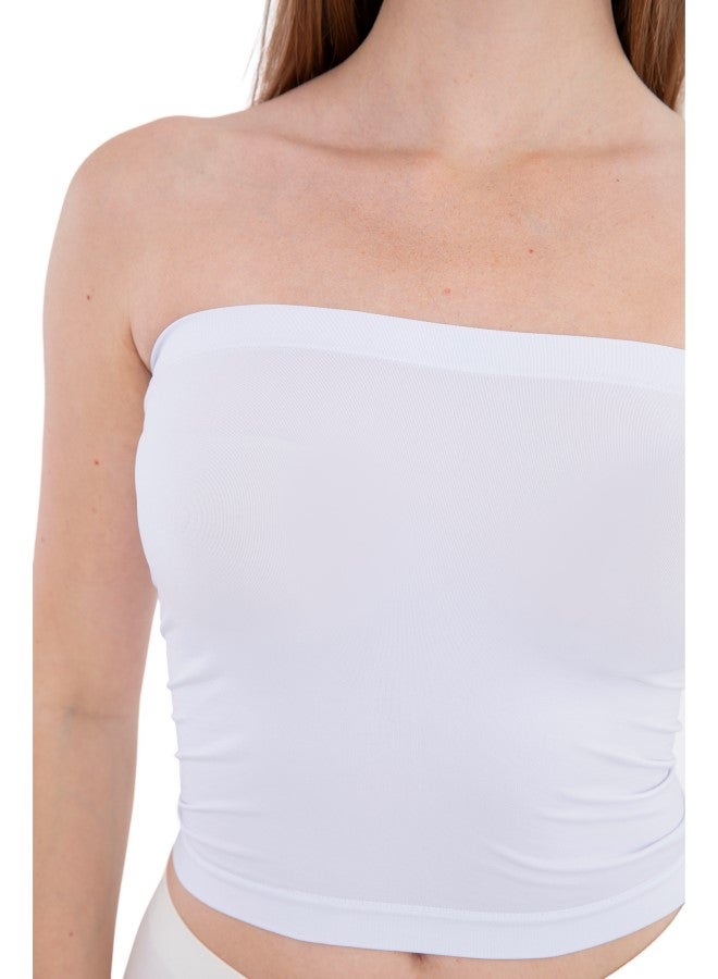 Carina - Seamless Strapless Tube Top White - Image 1