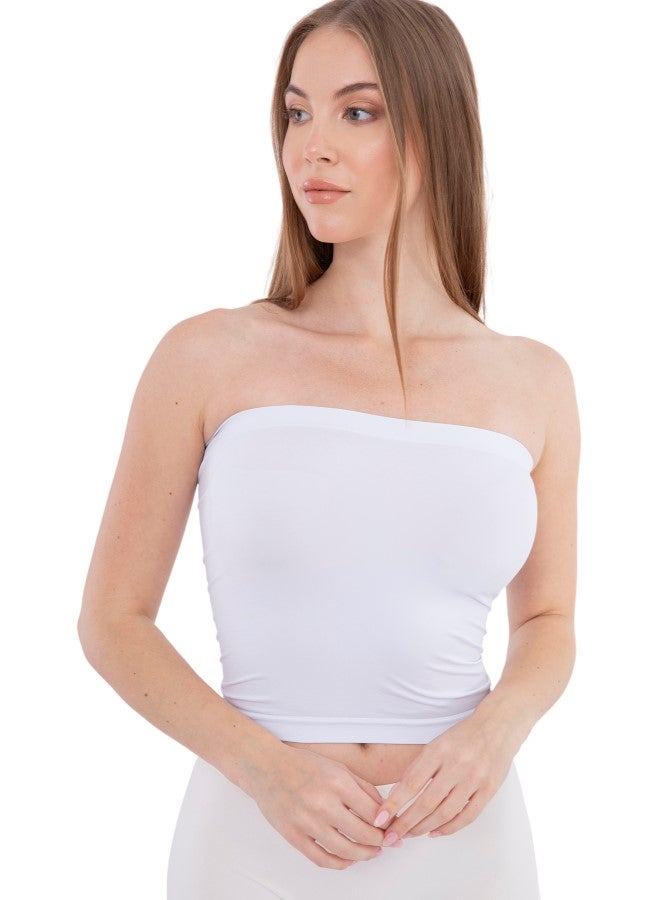 Carina - Seamless Strapless Tube Top White - Image 1