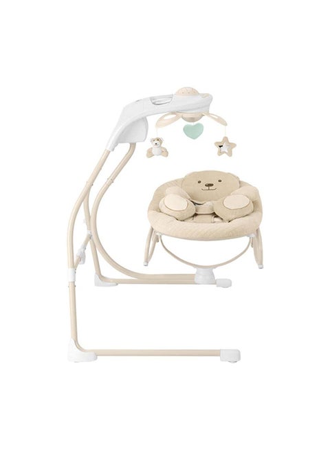 Portable Gironanna Evo Baby Infant Swing, Rocking, Sway Gentle Swaying, With Support And Safety, Cradle From 0- 9 Kg - Coniglio Beige